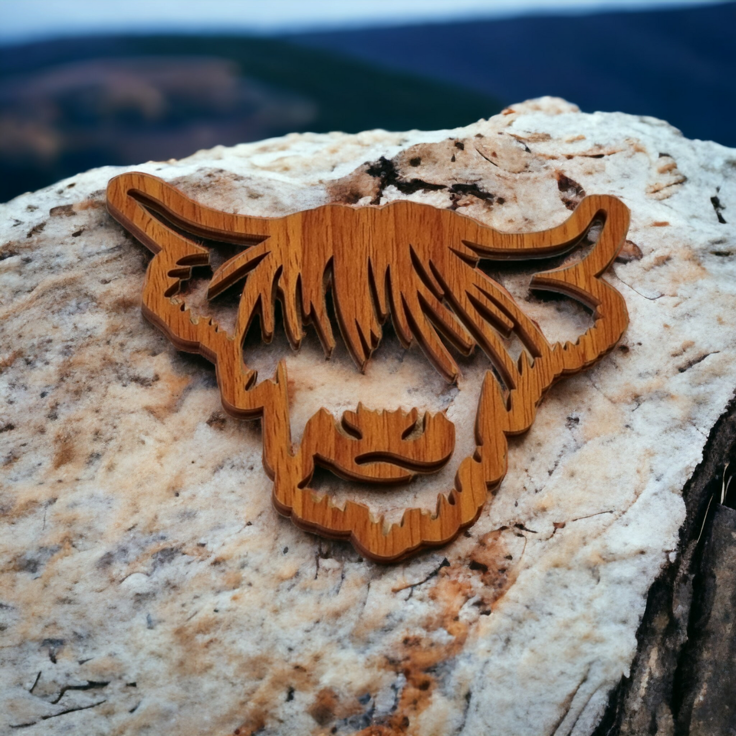 Wooden Highland Cow Decoration